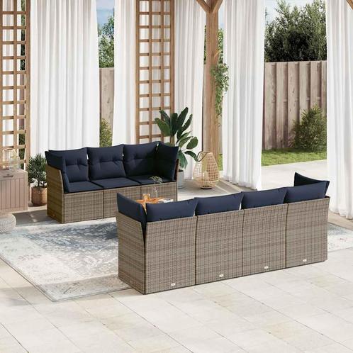 vidaXL 8-delige Loungeset met kussens poly rattan grijs, Tuin en Terras, Tuinsets en Loungesets, Loungeset, Nieuw, Verzenden
