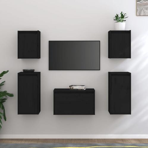 vidaXL Tv-meubelen 5 st massief grenenhout zwart, Huis en Inrichting, Kasten |Televisiemeubels, Nieuw, Verzenden