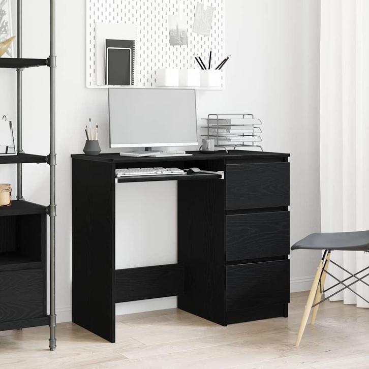 vidaXL Bureau 90x45x76 cm spaanplaat zwart eikenkleurig, Huis en Inrichting, Bureaus, Nieuw, Verzenden