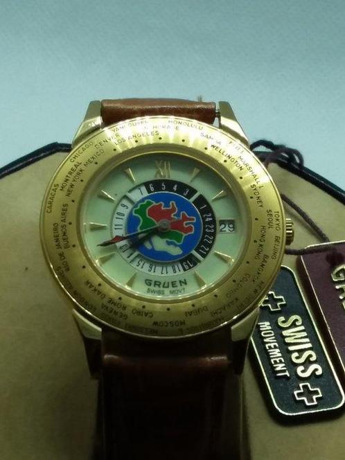 Gruen - World Timer - Sans Prix de Réserve - 192-FE7224, Handtassen en Accessoires, Horloges | Heren