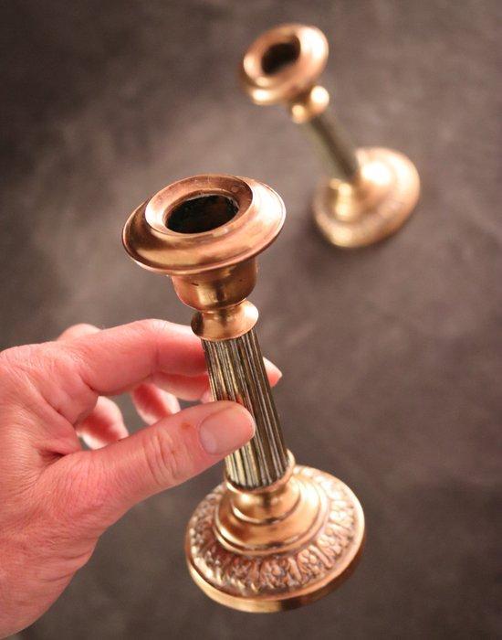 Paar fraaie antieke kaarsenhouders - Kandelaar - Koper - H :, Antiquités & Art, Antiquités | Autres Antiquités