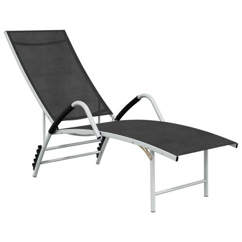 vidaXL Ligbed textileen en aluminium zwart, Tuin en Terras, Ligbedden, Nieuw, Verzenden