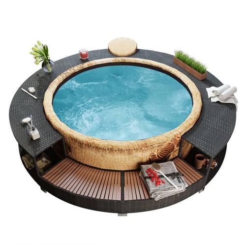 vidaXL Hottub-ombouw poly rattan zwart, Tuin en Terras, Zwembaden, Nieuw, Verzenden