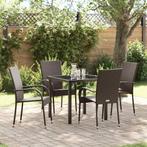 vidaXL Tuin Eettafel Set 5 pcs Bruin Gepoedercoat staal, Verzenden