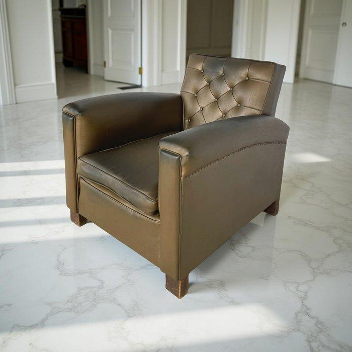 Fauteuil - Hout, Synthetisch leder, Antiek en Kunst, Curiosa en Brocante