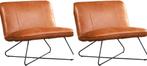 Set van 2 Cognac leren industriële fauteuils zonder, Nieuw, 75 tot 100 cm, Leer, Ophalen of Verzenden