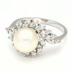 Ring - 18 karaat Witgoud Parel - Diamant, Nieuw