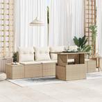 vidaXL 5-delige tuinsofa set met kussens in beige en poly, Tuin en Terras, Verzenden, Nieuw