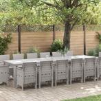 vidaXL Tuin Eettafel Set 15 pcs Lichtgrijs Polt riet, Verzenden