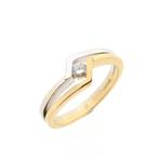 Bicolor gouden solitair ring met diamant; 0,12 ct. | Diam..., Bijoux, Sacs & Beauté, Bagues, Ophalen of Verzenden