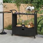 vidaXL Serveerwagen met lade 100x45x97 cm poly rattan zwart, Huis en Inrichting, Verzenden, Nieuw