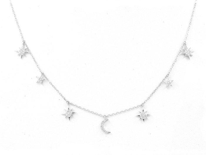 Collier - 14 carats Or blanc - 0.27ct. tw. Diamant, Handtassen en Accessoires, Kettingen