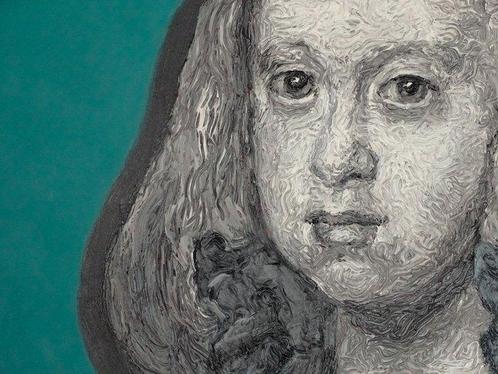 Juan Chamizo - Infanta Margarita sobre verde, XXL, Antiek en Kunst, Kunst | Schilderijen | Modern