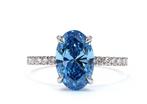 Zonder Minimumprijs - Ring Platina - 3.01ct. tw. Blauw, Handtassen en Accessoires, Ringen, Nieuw