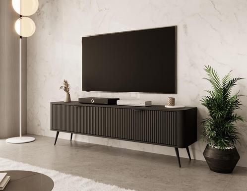 TV-Meubel zwart 163x38x51 | 2 kleppen, Huis en Inrichting, Kasten |Televisiemeubels, 25 tot 50 cm, Nieuw, 150 tot 200 cm, Overige materialen