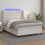 vidaXL Boxspring met matras en LED kunstleer wit 140x200 cm, Huis en Inrichting, Slaapkamer | Bedden, Verzenden, Nieuw