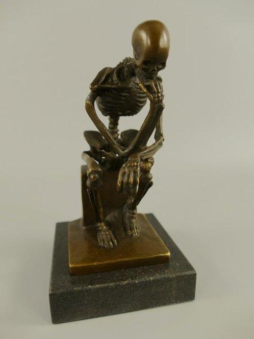 Brons Skelet THE THINKER naar RODIN Schedel - skeleton -, Verzamelen, Dierenverzamelingen