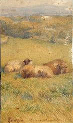 Stefano Bruzzi (1835-1911) - Paesaggio con Pecore