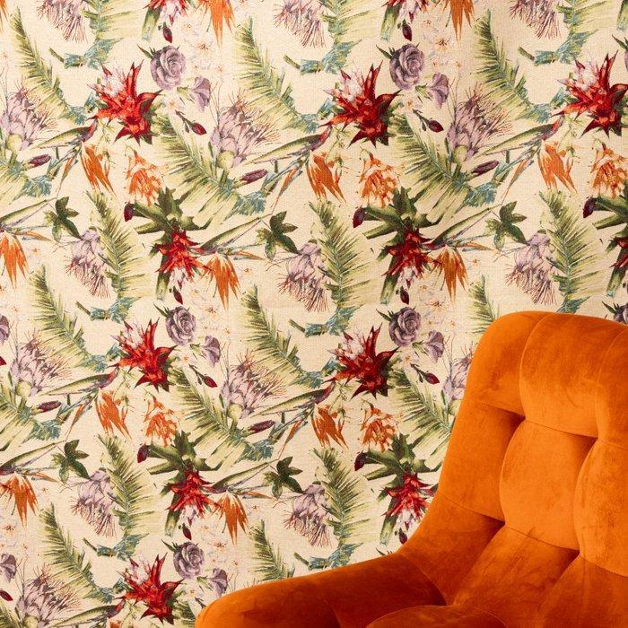 Tessuto “Tropical Garden” – exotische bloemen &, Antiek en Kunst, Antiek | Tapijten, Tafelkleden en Textiel