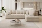 Hoekbank - Beige teddystof - Rechts - Bankstel 305x224cm, Verzenden, Nieuw