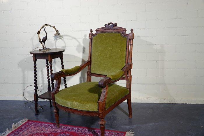Fauteuil - Hout, Fluweel - Armstoel, Antiek en Kunst, Antiek | Overige Antiek