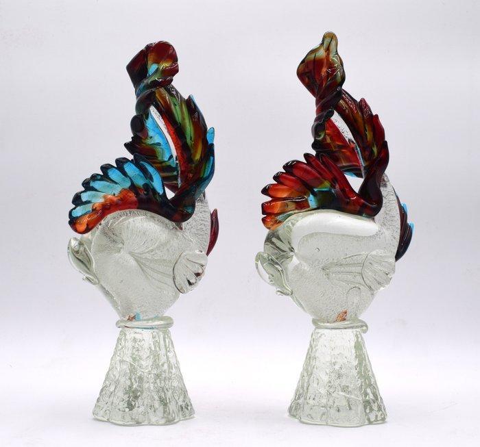 Murano - sculptuur, coppia pesci - 32 cm - Glas, Antiek en Kunst, Antiek | Meubels | Stoelen en Sofa's