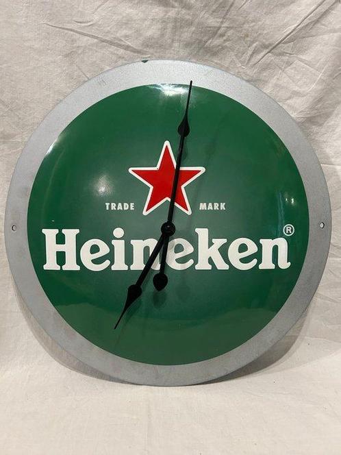 Enseigne en émail - bord en émail klok Heineken - Émail, Antiek en Kunst, Antiek | Wandborden en Tegels