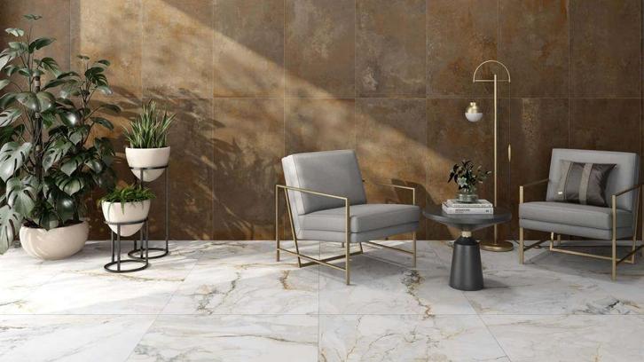 Calacatta GOLD / GOUD 60x60 ( MAT ) Woonkamer / Keuken /, Doe-het-zelf en Bouw, Tegels, Ophalen of Verzenden