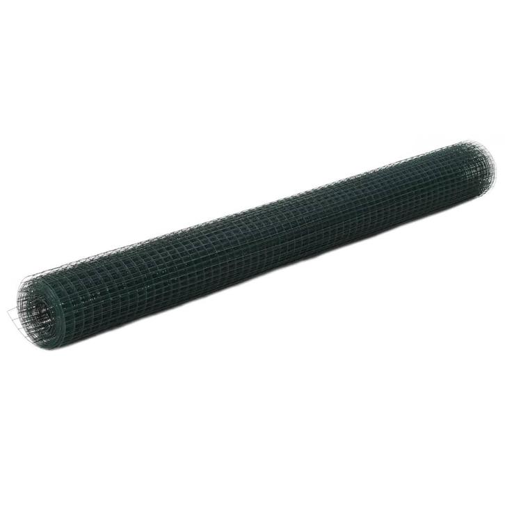 vidaXL Kippengaas 25x1,5 m staal met PVC coating groen, Tuin en Terras, Tuinhekken en Hekwerk, Nieuw, Verzenden