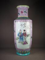 Vase - Porcelaine - Chine - Vase Rouleau Famille Rose, Antiek en Kunst