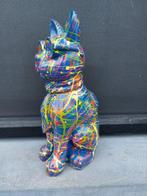 Statue, garden statue cat color blue with paint color - 31, Antiquités & Art