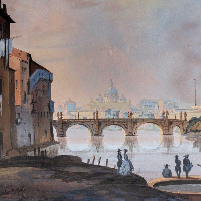 Ippolito Caffi (1809-1866), Follower of - Rome, view of the, Antiek en Kunst, Kunst | Schilderijen | Klassiek