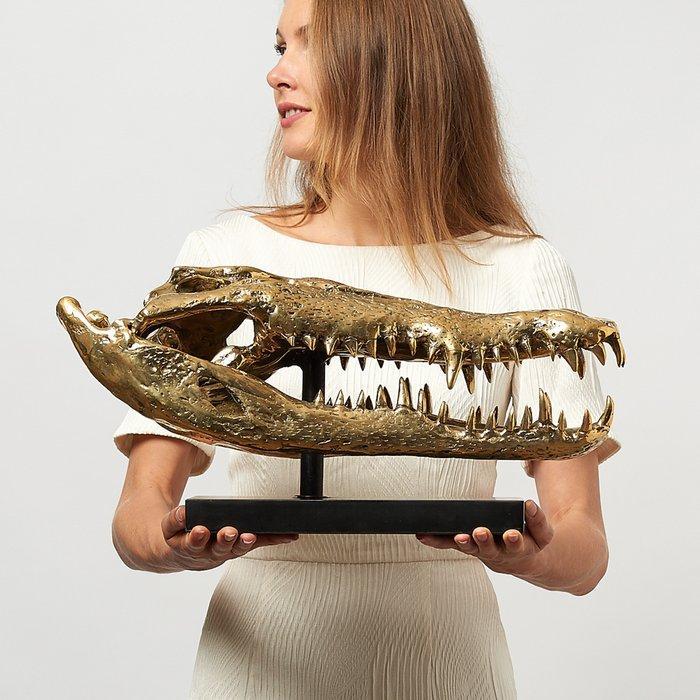 sculptuur, Saltwater Crocodile Skull 50cm - 24 cm - Brons, Antiquités & Art, Art | Objets design
