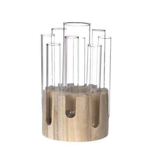 Decoratief wood base met reageerbuis 12 cm h.20cm ook leuk, Hobby en Vrije tijd, Knutselen, Nieuw