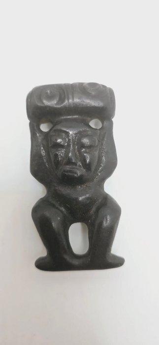 Menselijk nefriet-amulet dat een Dzi-kraal met 4 ogen, Antiquités & Art, Curiosités & Brocante