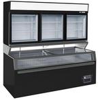 WANDVRIESKAST ZWART 3 GLASDEUREN MET VRIESKIST, Verzenden