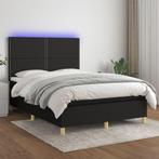 vidaXL Boxspring met matras en LED stof zwart 140x200 cm, Huis en Inrichting, Slaapkamer | Bedden, Verzenden, Nieuw
