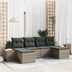 vidaXL 6-delige Tuin Sofa Set met Kussens Grijs Poly Rattan, Tuin en Terras, Verzenden, Nieuw
