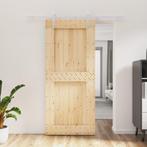 vidaXL Schuifdeur met beslag 90x210 cm massief grenenhout, Doe-het-zelf en Bouw, Deuren en Vliegenramen, Verzenden, Nieuw