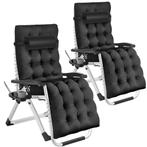 tectake Ligbed Cloud inklapbaar, traploos verstelbaar - zwar, Tuin en Terras, Verzenden, Nieuw