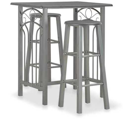 vidaXL 3-delige Barset hout en staal antraciet, Huis en Inrichting, Complete eetkamers, Nieuw, Verzenden