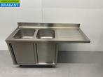 Evier inox double évier portes coulissantes 160 cm Horeca, Verzenden