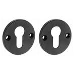 Set van twee PC-plaatjes Oxford ijzer zwart, Doe-het-zelf en Bouw, Nieuw, Overige materialen, Klink of Kruk