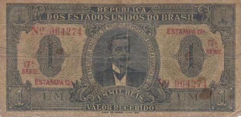 1923 Brazil P 9 1 Mil Reis Fine, Timbres & Monnaies, Billets de banque | Europe | Billets non-euro, Envoi