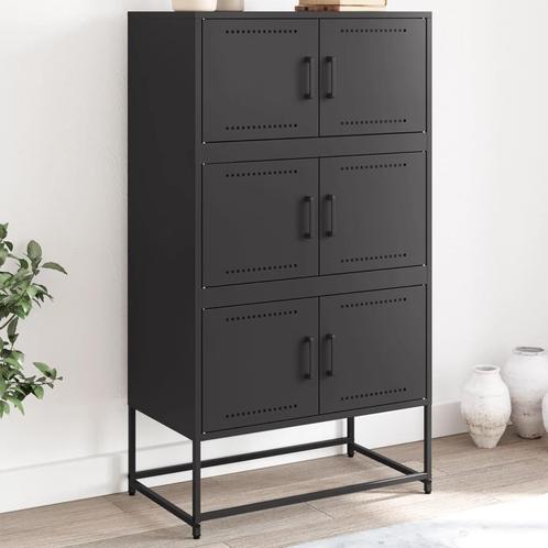 vidaXL Buffet noir 68,5x38,5x123,5 cm acier, Maison & Meubles, Armoires | Dressoirs, Neuf, Envoi