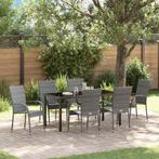 vidaXL Tuin Eettafel Set 7 pcs Grijs Gepoedercoat staal, Verzenden