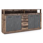 Dressoir 190 cm Breed oud eiken antraciet oud eiken antra..., Verzenden, 150 tot 200 cm, Nieuw, 25 tot 50 cm