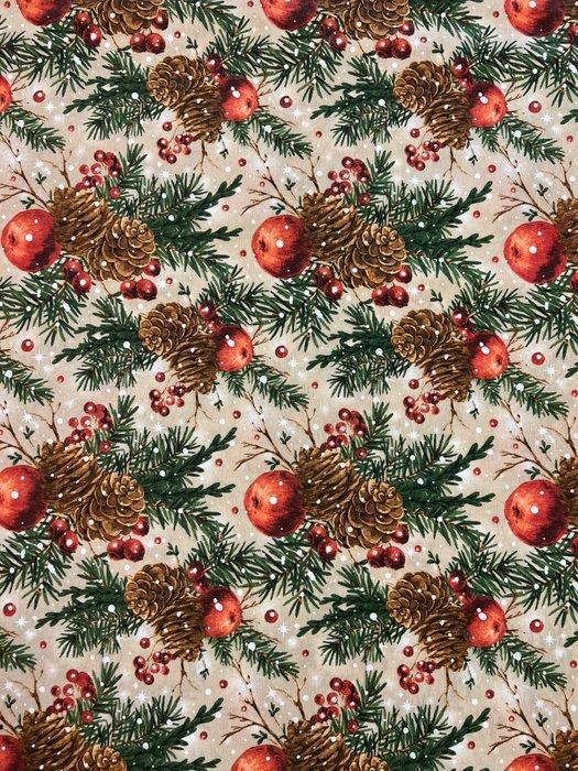 Kersttafelkleed met kerstkransen en dennenappels - Textiel -, Diversen, Kerst