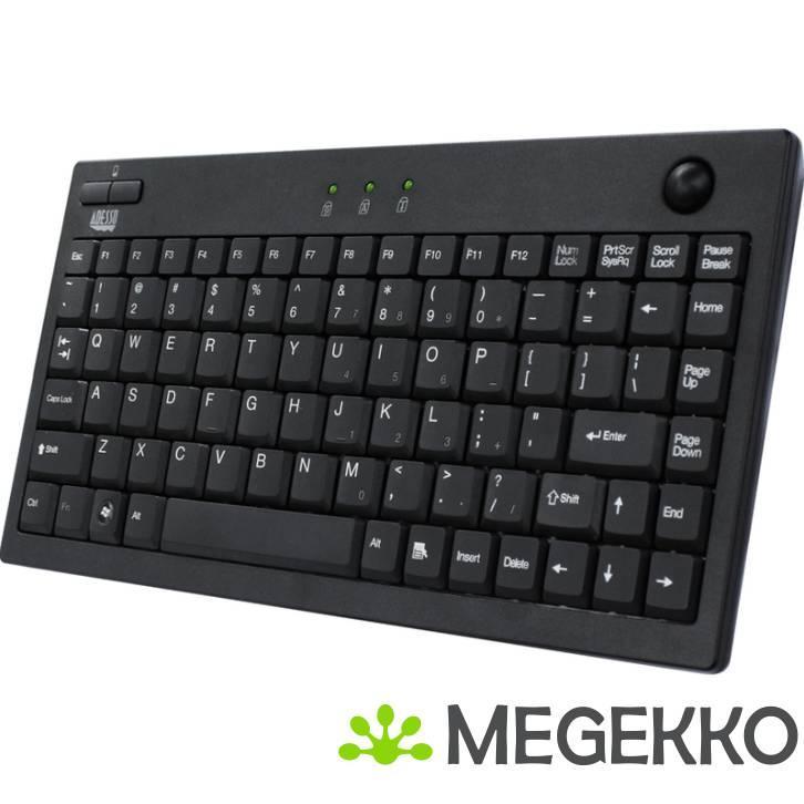 Adesso EasyTrack 310 Mini Trackball toetsenbord Zwart, Computers en Software, Toetsenborden, Nieuw, Verzenden