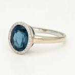 Bague - 14 carats Or blanc Topaze - Diamant, Handtassen en Accessoires, Ringen, Nieuw